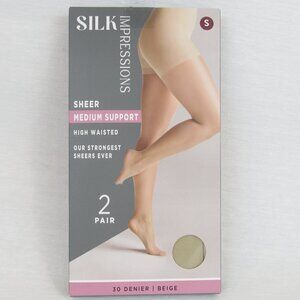 Silk Impressions Size S 2-Pair Sheer Medium Support High Waisted Stocking